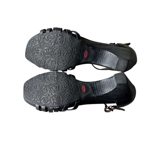 Clarks Artisan Women's Erda Wedge Leather Strappy Sandal Woven Open Toe - 7.5 - Picture 8 of 8